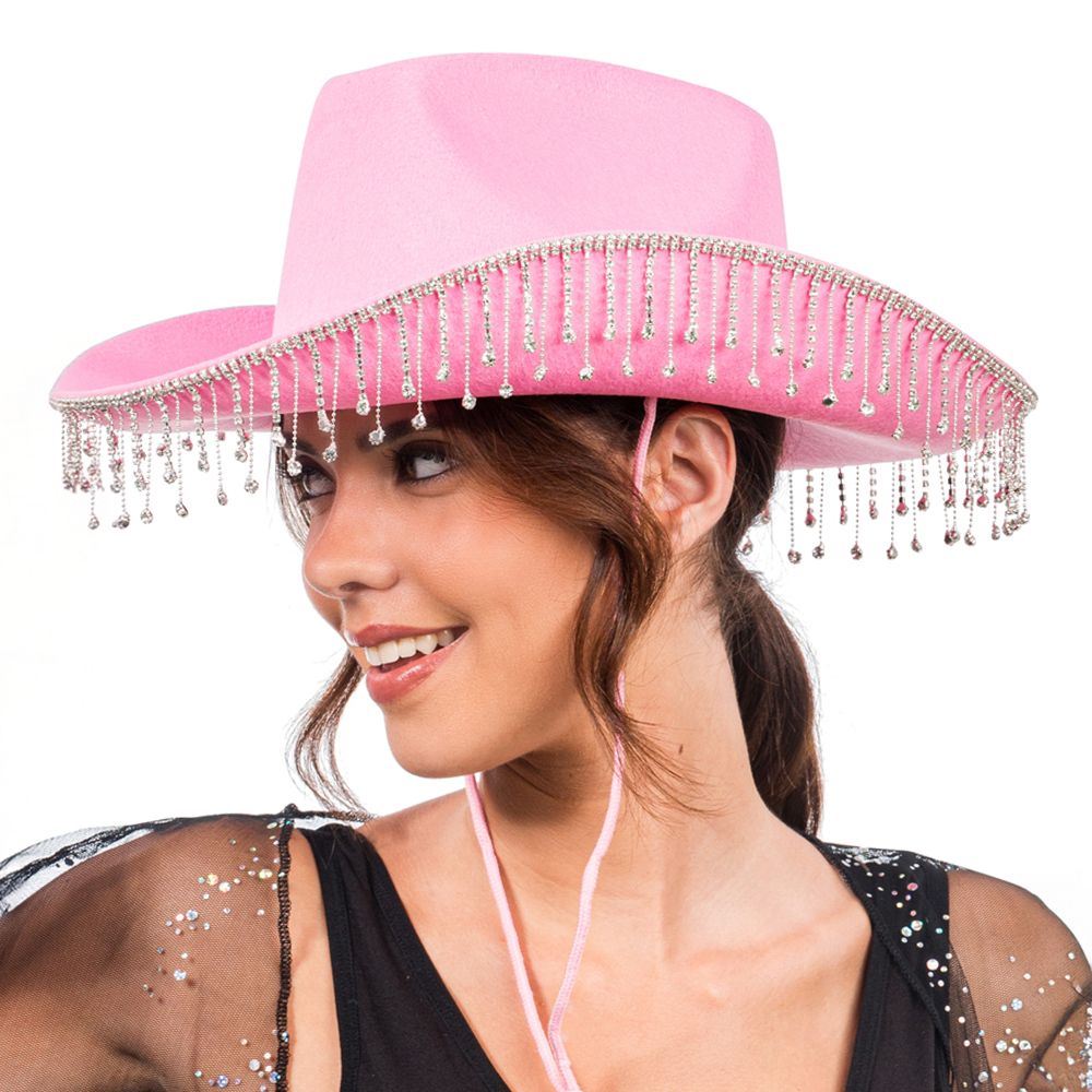 Cowboyhat med Strass Lyserød