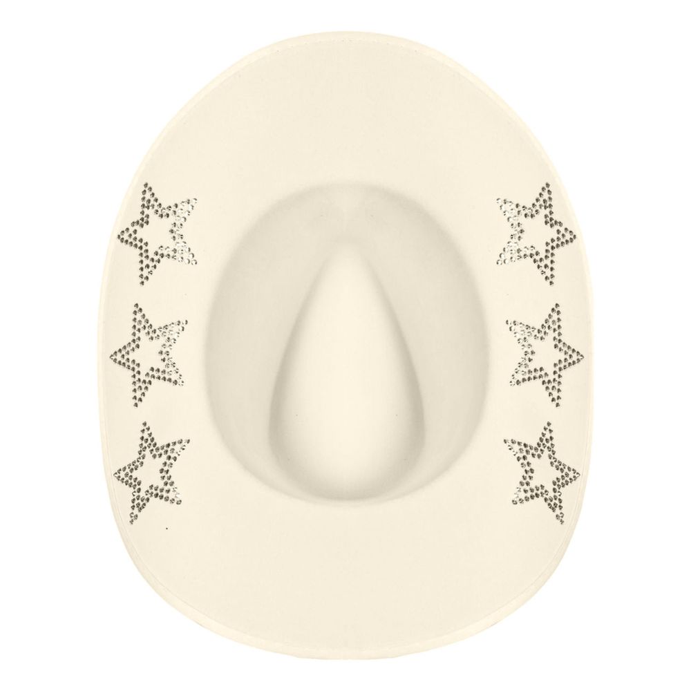 Cowboyhat Naturhvid med Glimmerstjerner