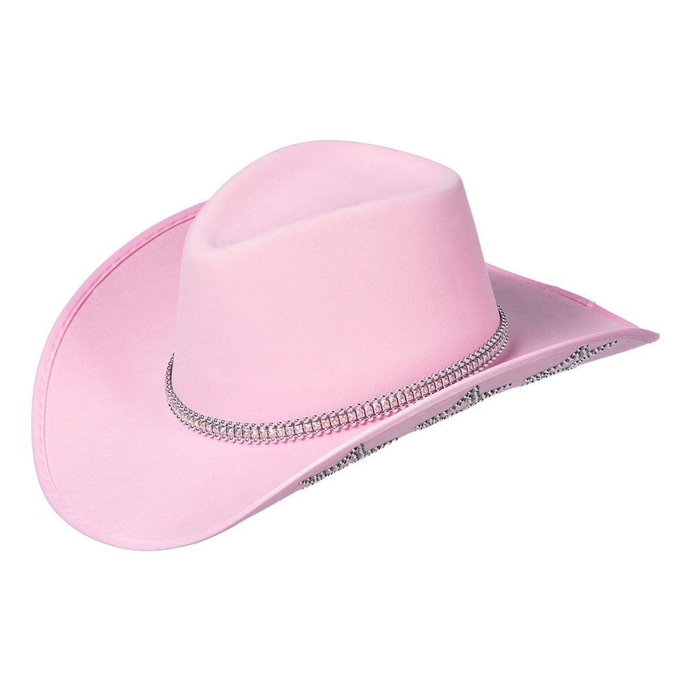 Cowboyhat Lyserød med Glimmerstjerner