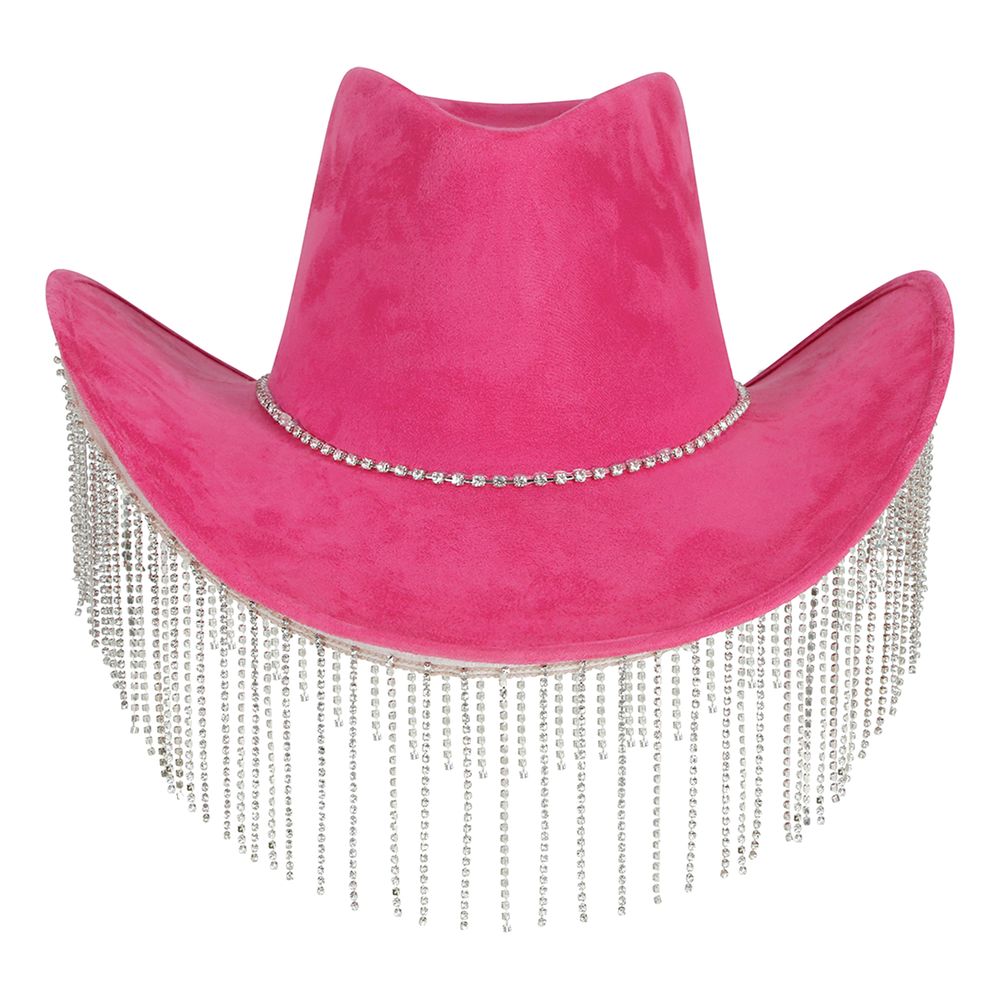 Cowboyhat Lyserød med Strass
