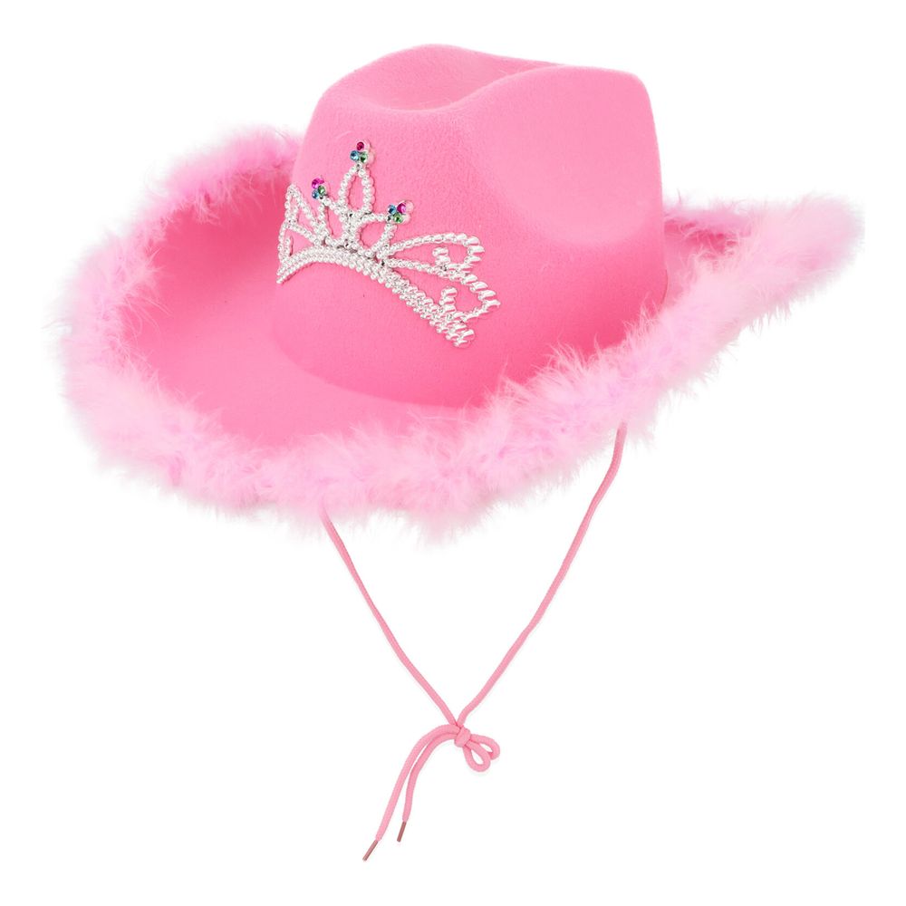 Cowboyhat Lyserød med Tiara