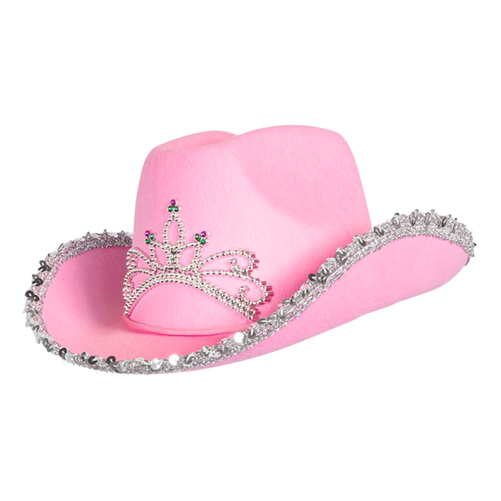 Cowboyhat Lyserød med Tiara til Børn