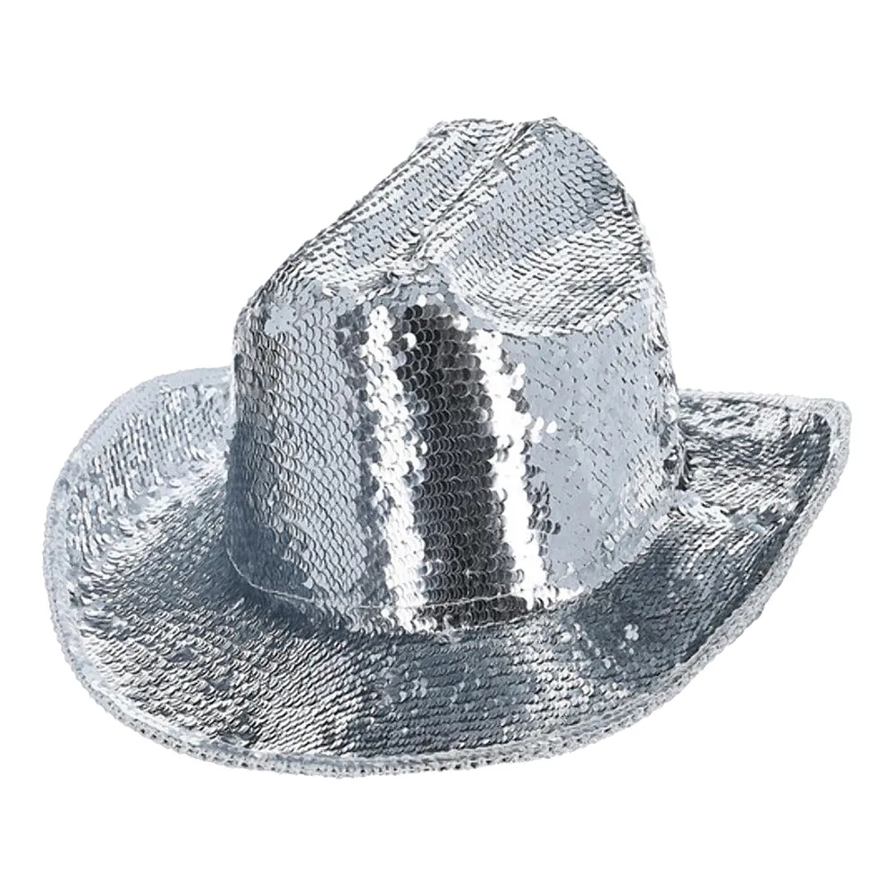 Cowboyhat Sølv med Pailletter