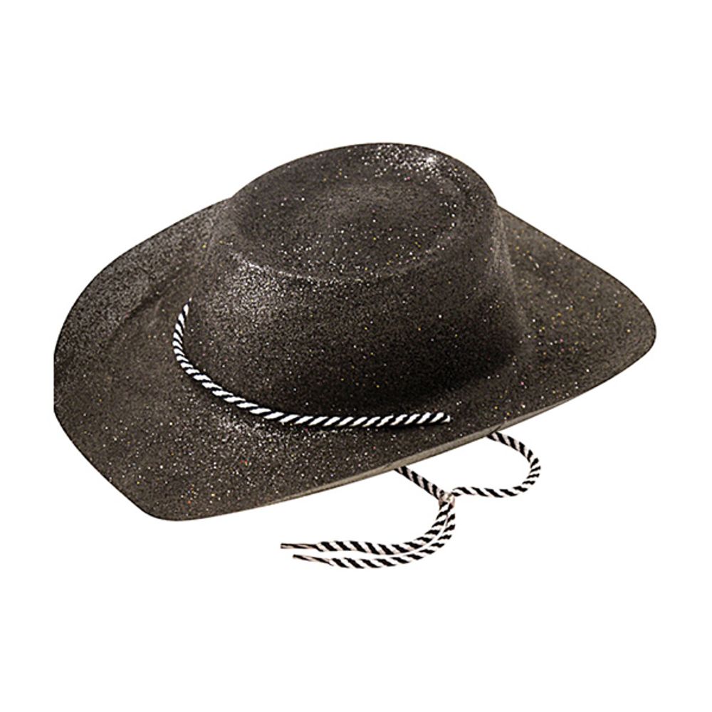 Cowboyhatt Svart med Glitter