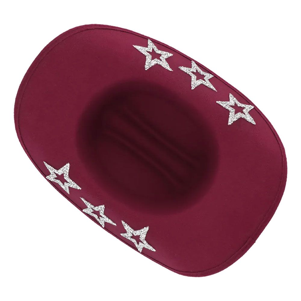 Cowboyhatt Vinrød med Blomster