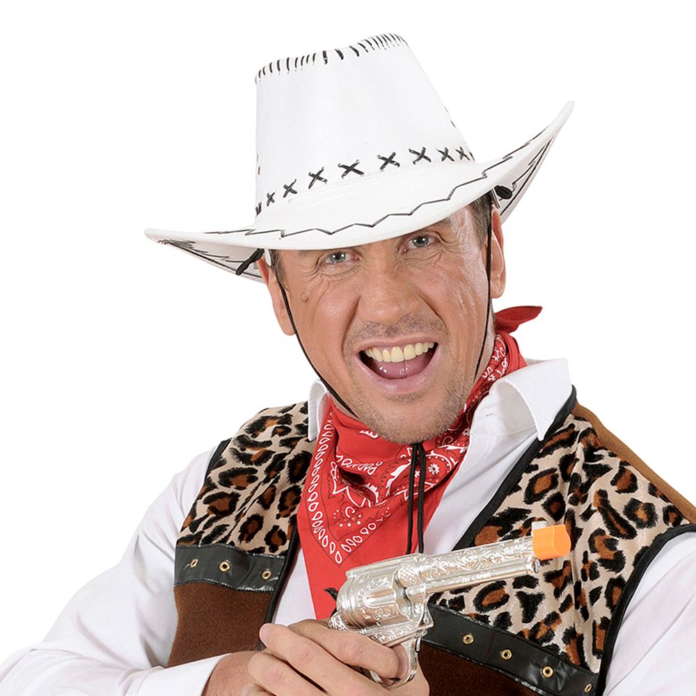 Cowboyhattu Valkoinen Mustalla Ompeleella