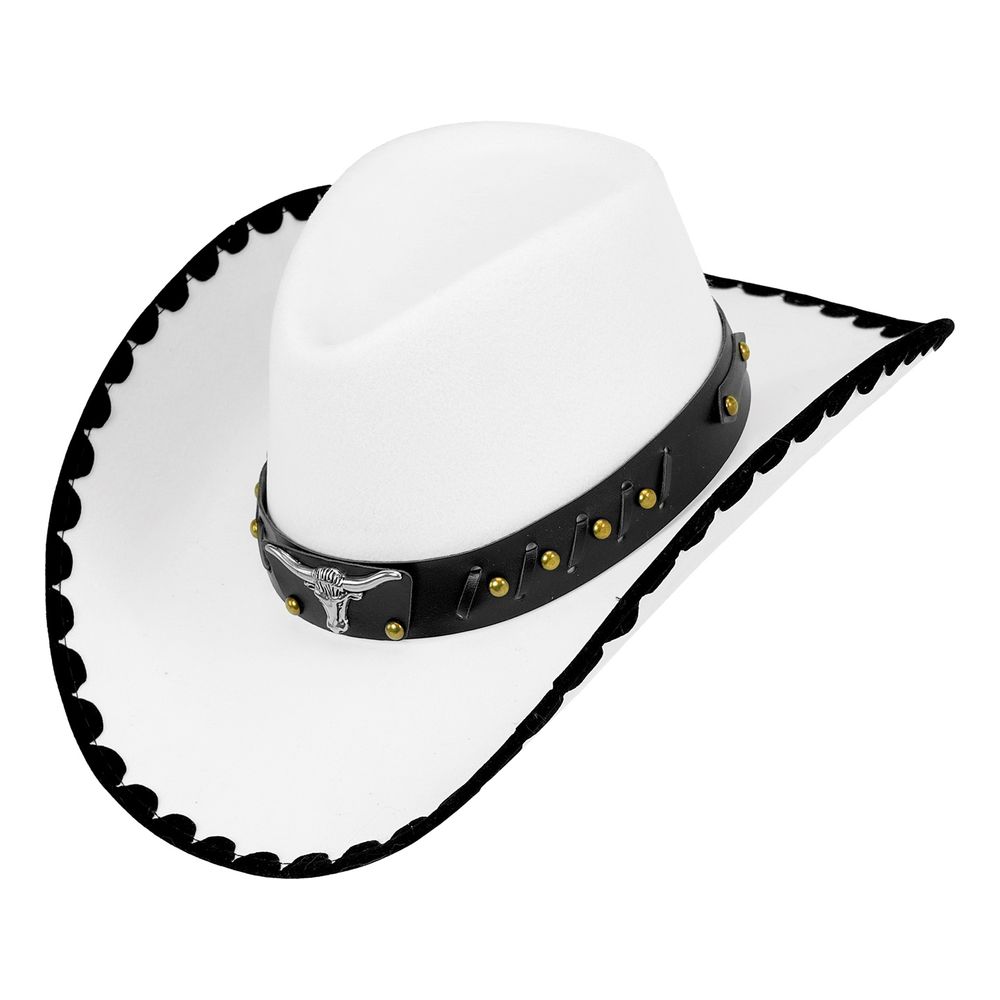 Cowboyhat Hvid med Tyr