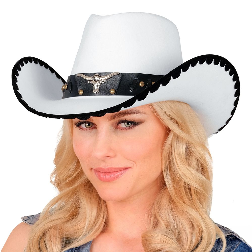 Cowboyhat Hvid med Tyr