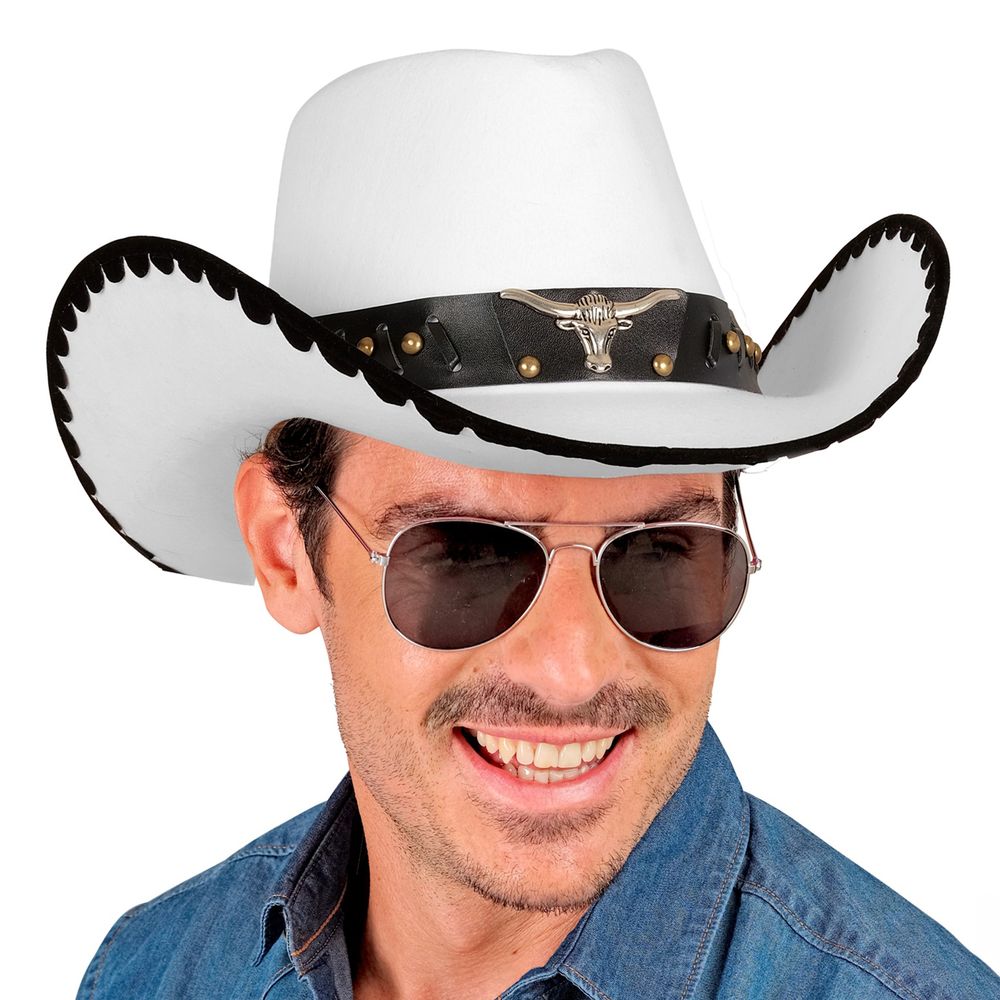 Cowboyhat Hvid med Tyr