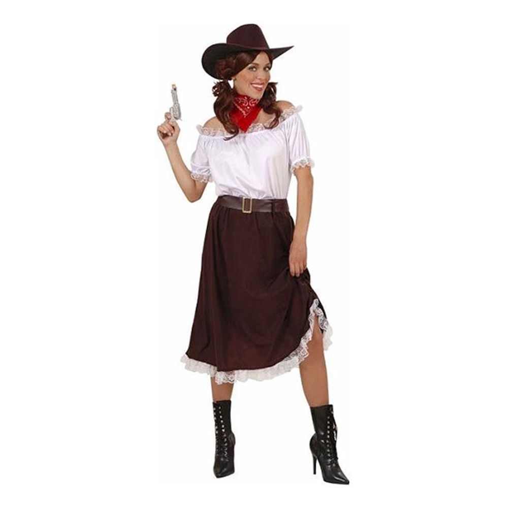 Cowgirl med Skjørt Kostyme