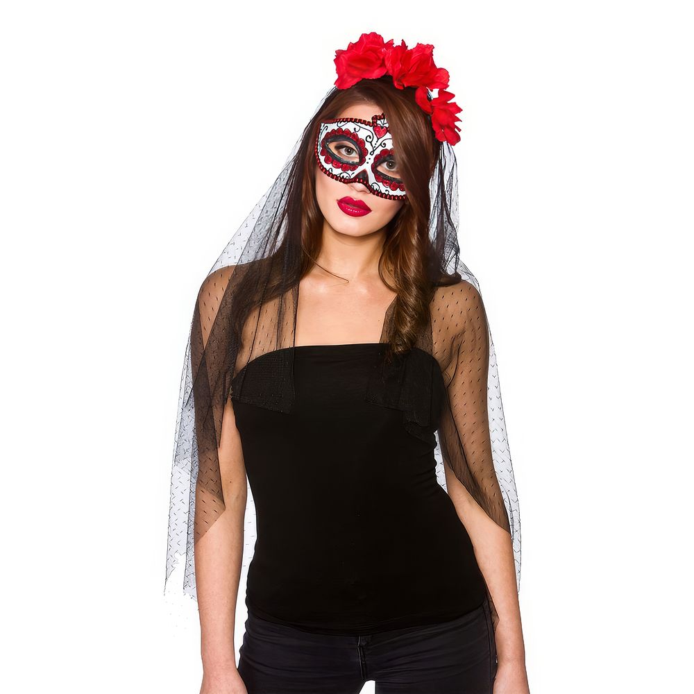 Day of the Dead Deluxe Maske med Slør