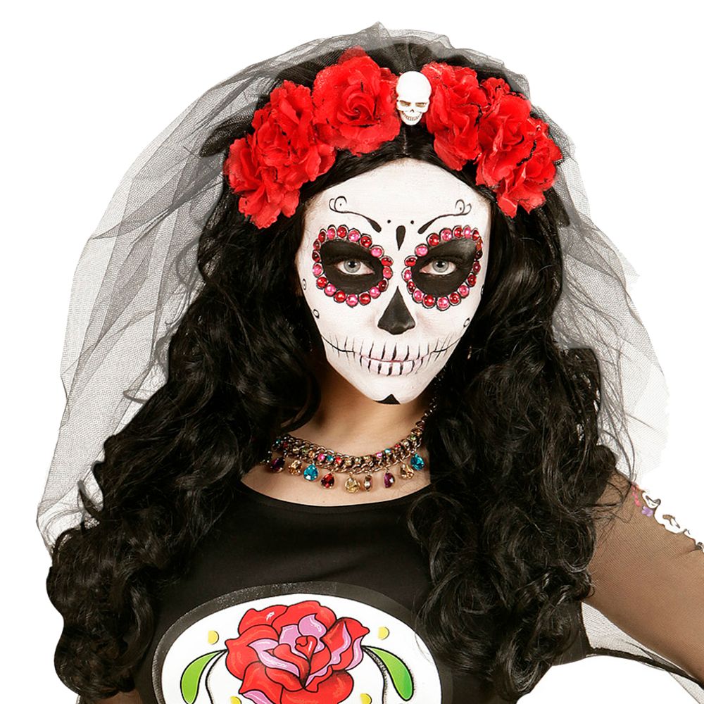 Day of the Dead Diadeemi Punaisilla Ruusuilla