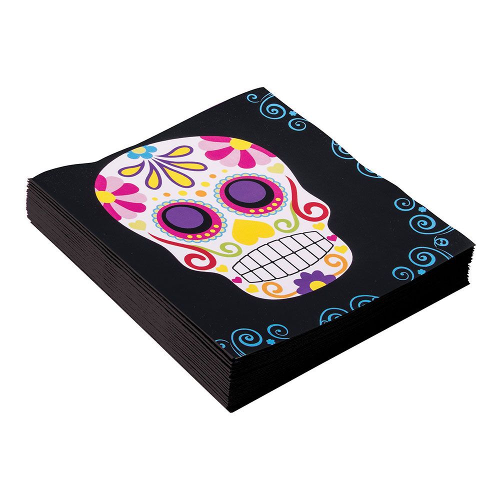 Day of the Dead Svarte Servietter