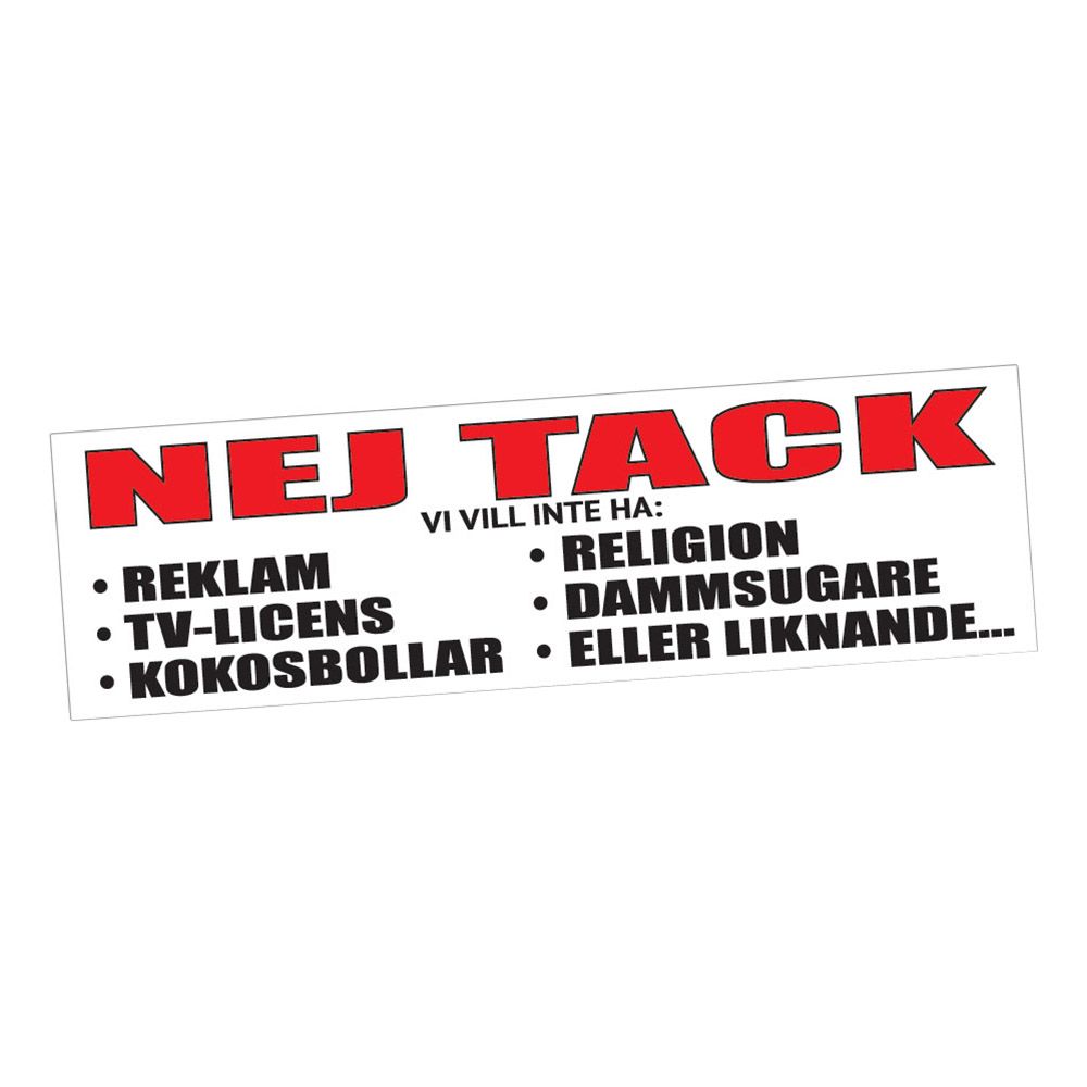 Klistermærke NEJ TACK! Ingen Reklam