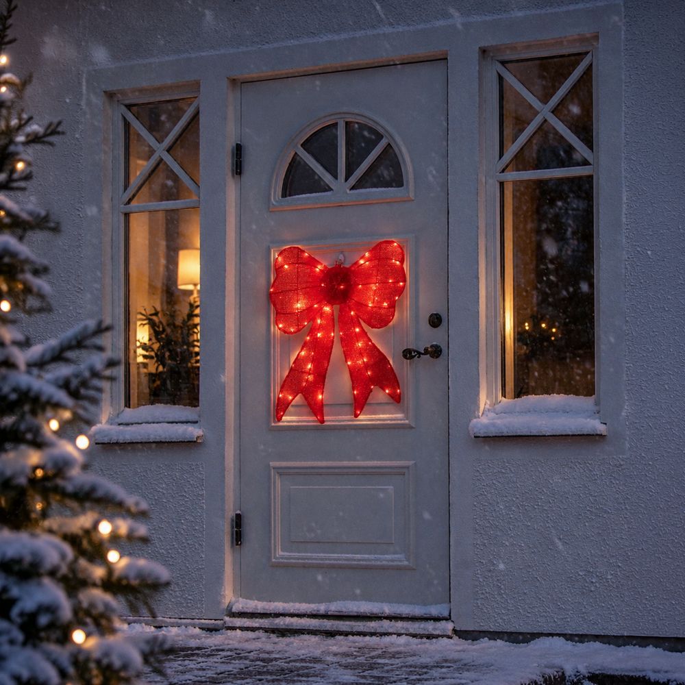 Dekorasjonsrosett i Metall Rød LED