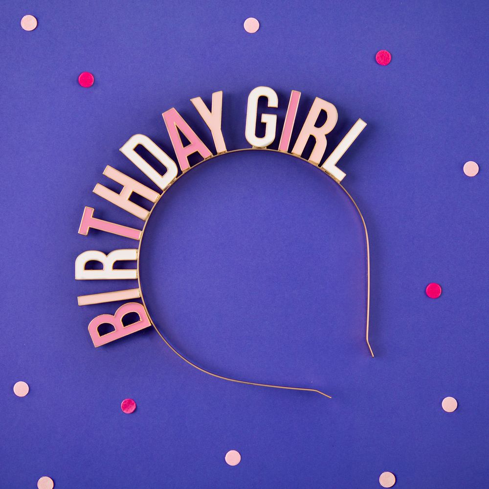 Hårbøjle Birthday Girl i Metal