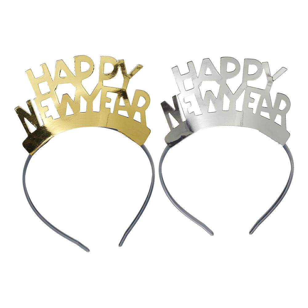 Hårbøjle Happy New Year Sølv/Guld