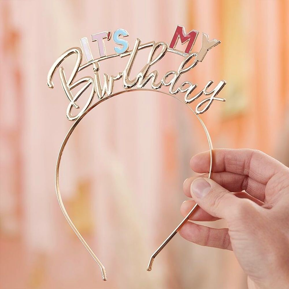 Diadem i Metall It's My Birthday Guld