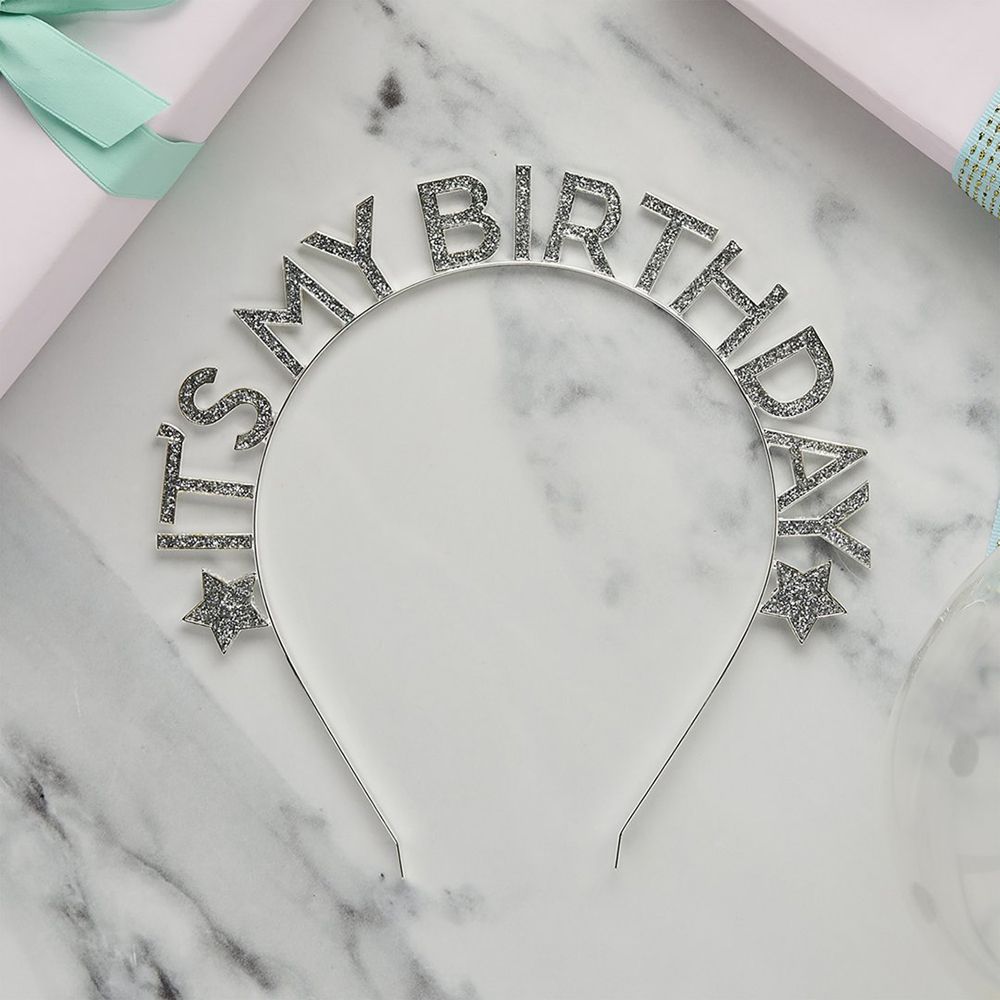 Diadem It's My Birthday Silver i Metall