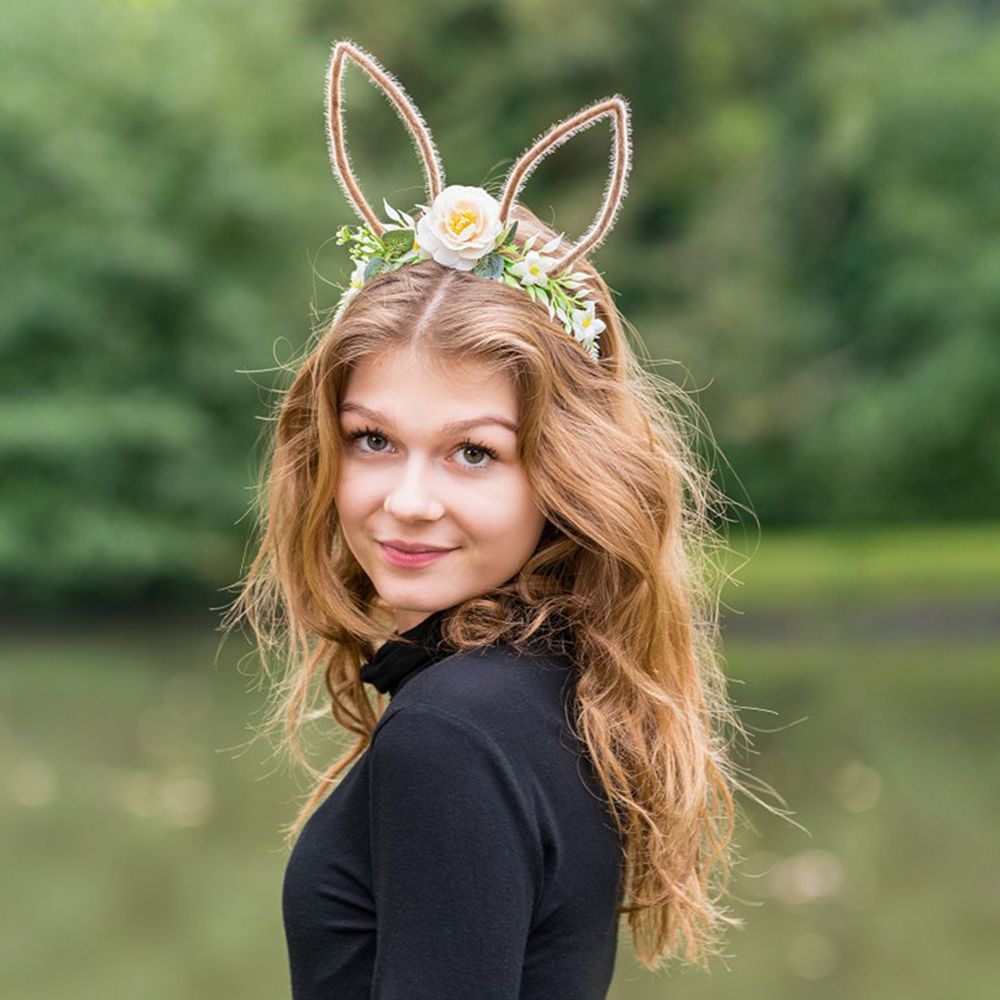 Hårbøjle Kaninører med Blomster