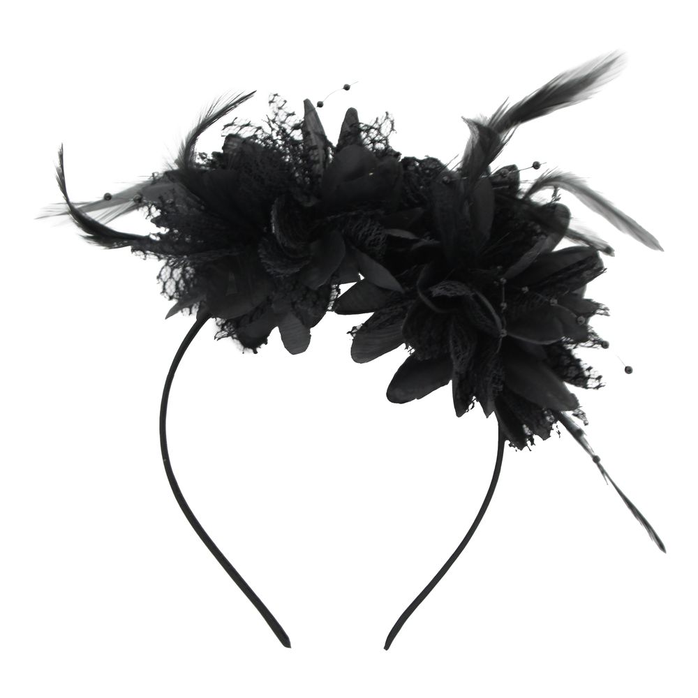 Diadem med Blomma Svart