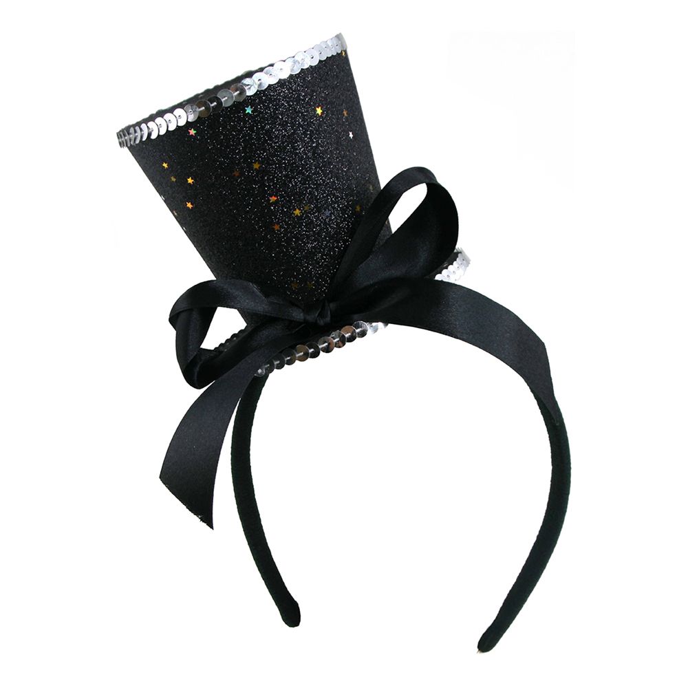 Diadem med Glitterhatt Svart