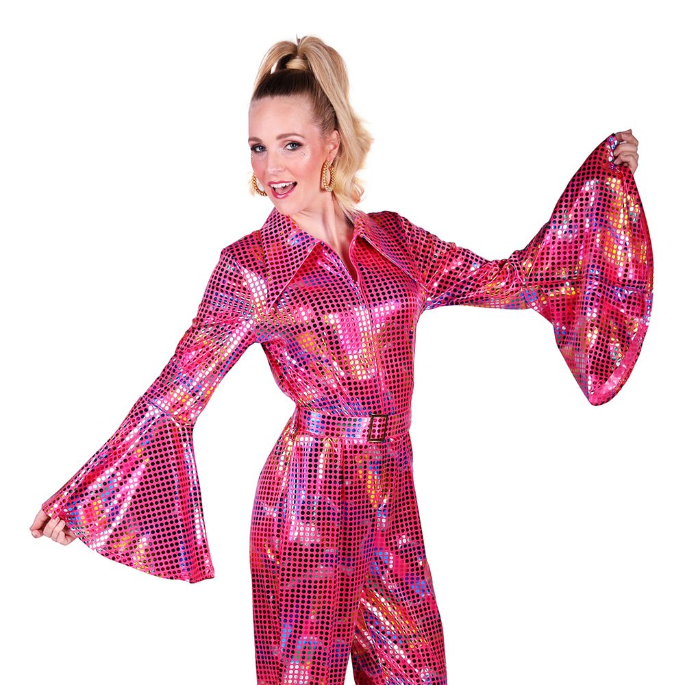 Disco Jumpsuit Lyserød Farveskinnende Kostume
