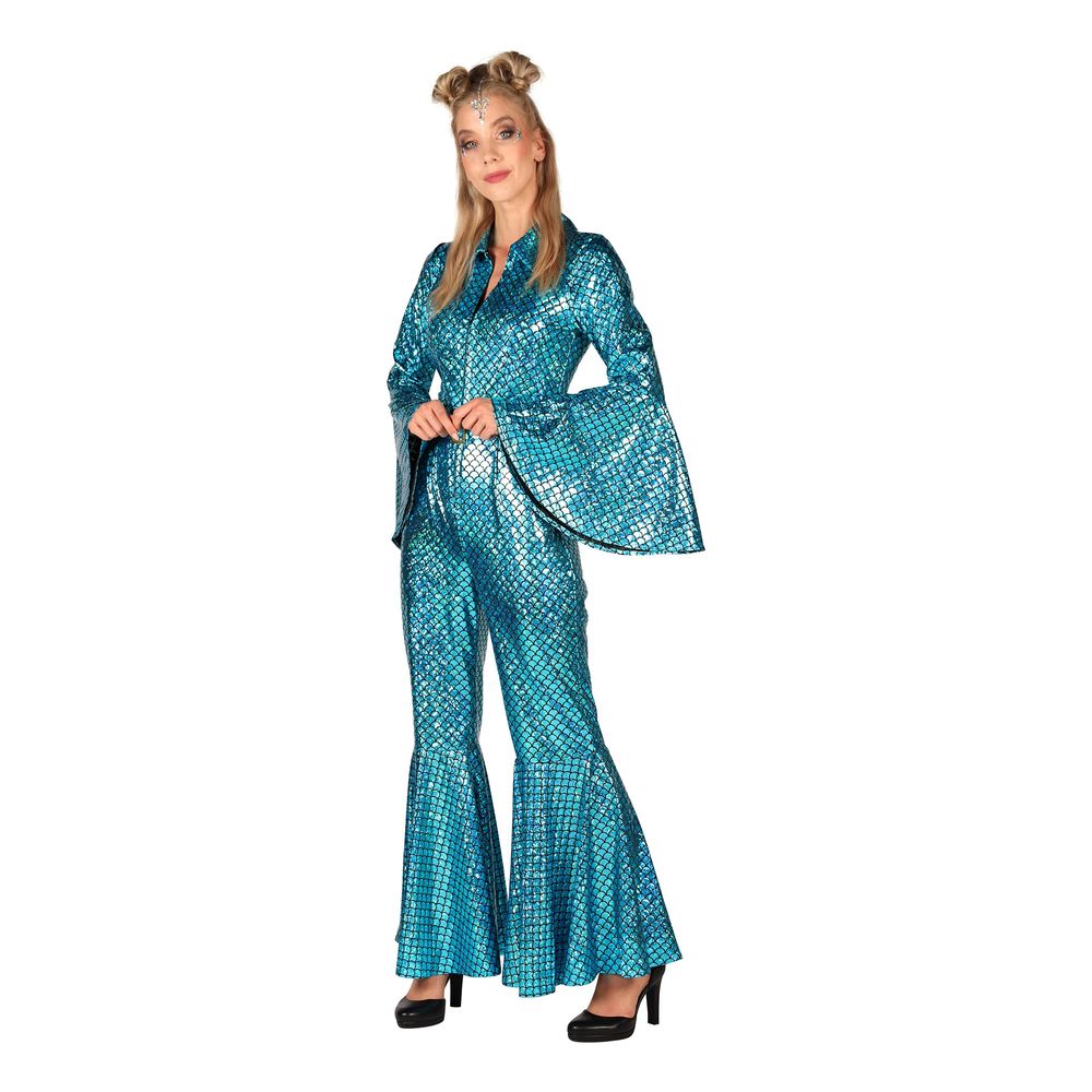 Disco Jumpsuit Turkos Maskeraddräkt