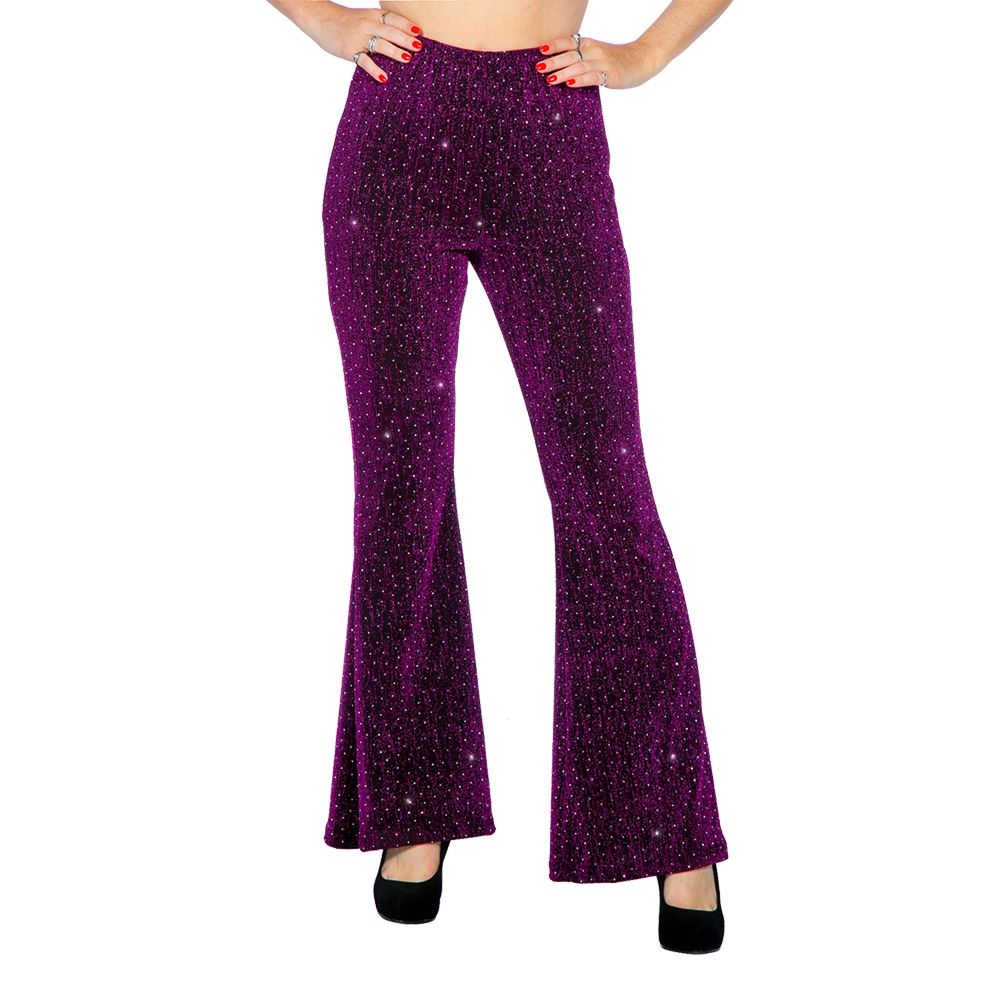 Discobyxor Utsvängda Glitter Mörkrosa Dam