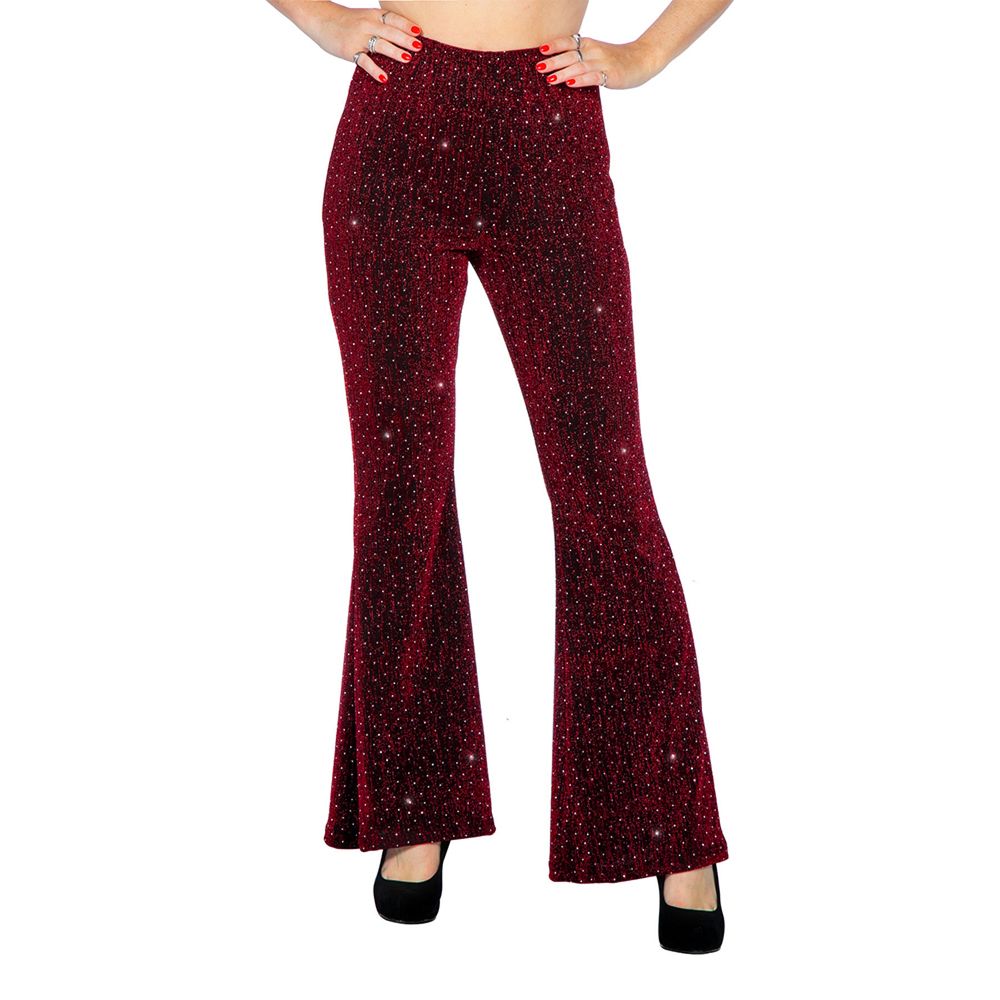 Discobyxor Utsvängda Glitter Röd Dam