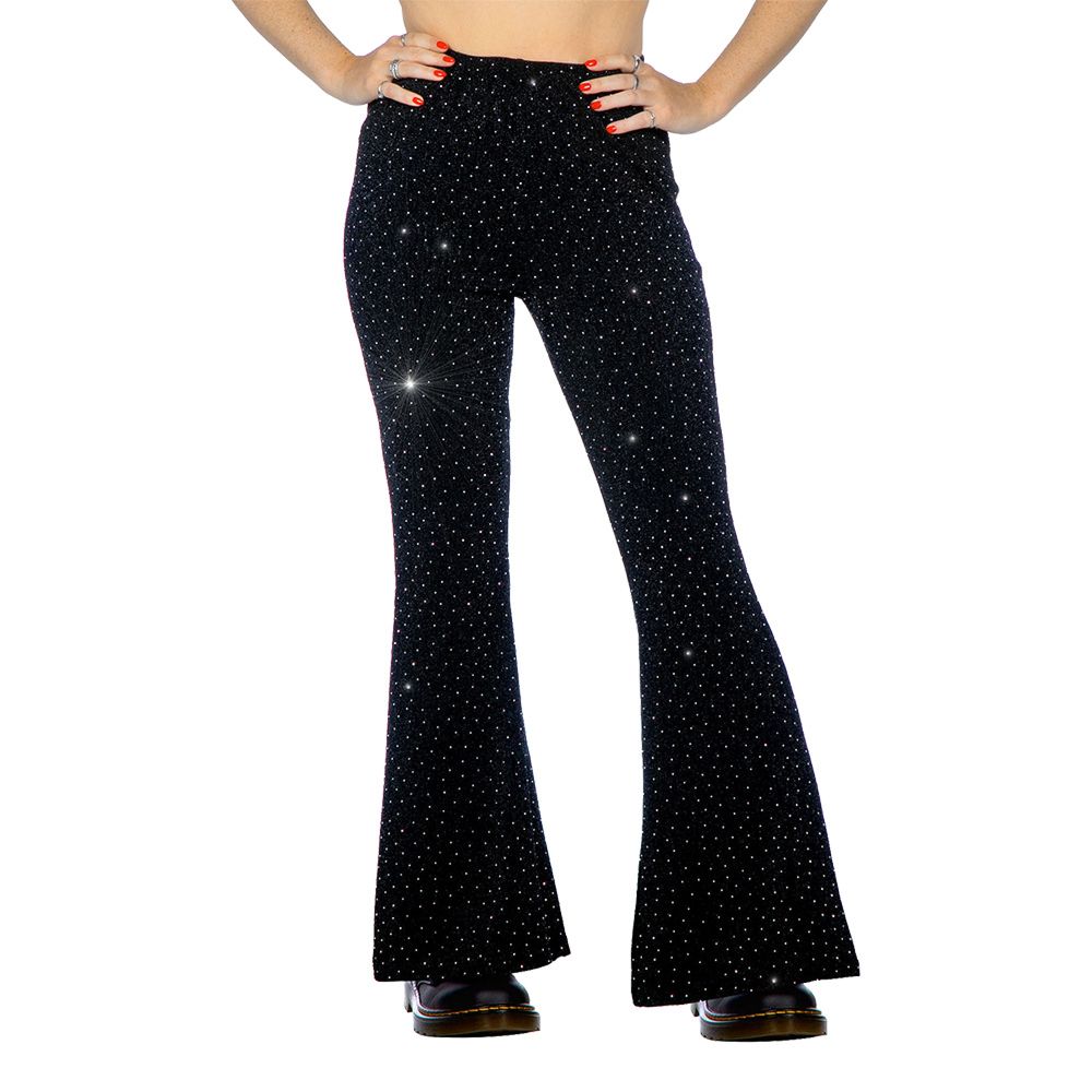 Discobyxor Utsvängda Glitter Svart för Barn