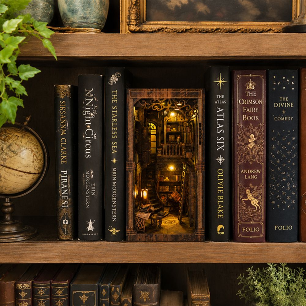 DIY Book Nook Antiikkinen Kirjahuone LED