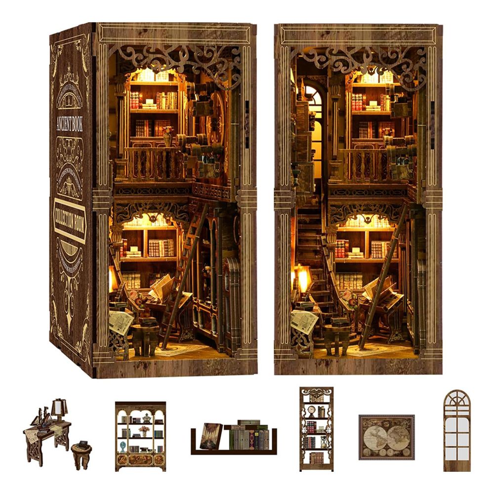 DIY Book Nook Antiikkinen Kirjahuone LED