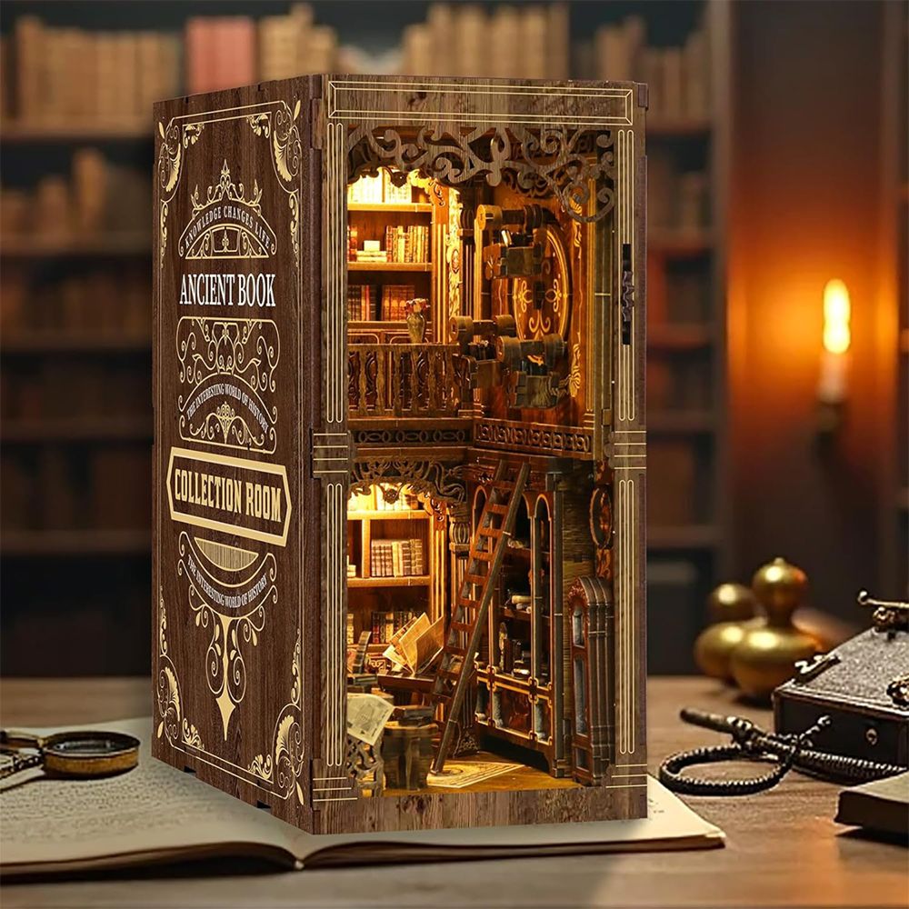 DIY Book Nook Antiikkinen Kirjahuone LED