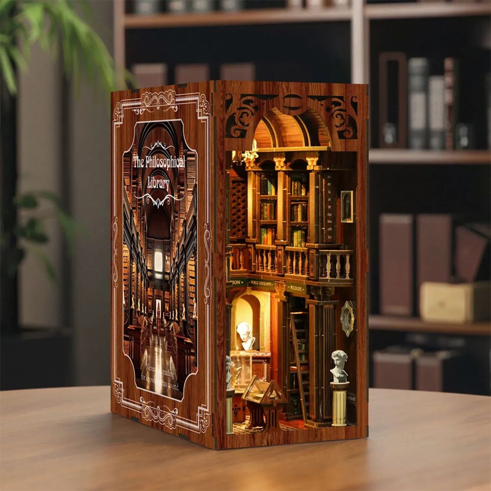 DIY Book Nook Philosophical Library -kirjatuen Minikirjasto