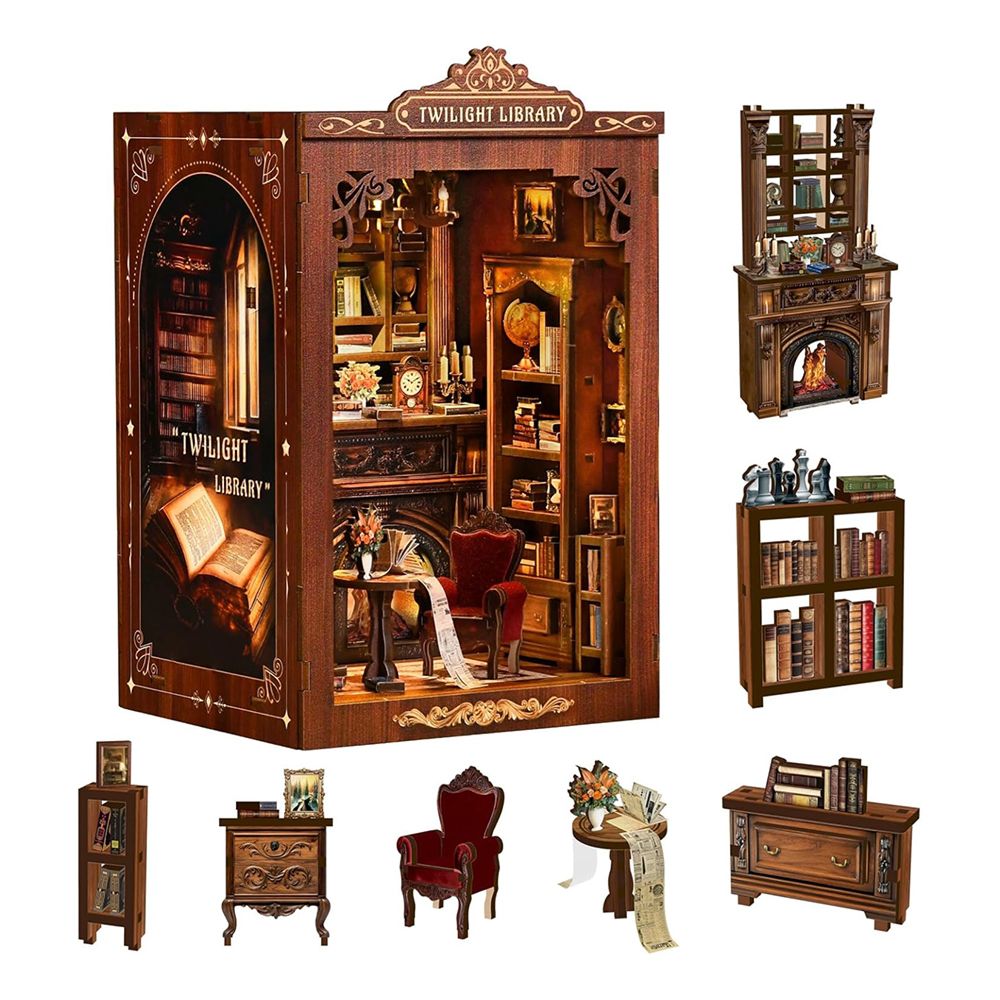 DIY Book Nook Twilight Library -kirjahyllynukkekoti