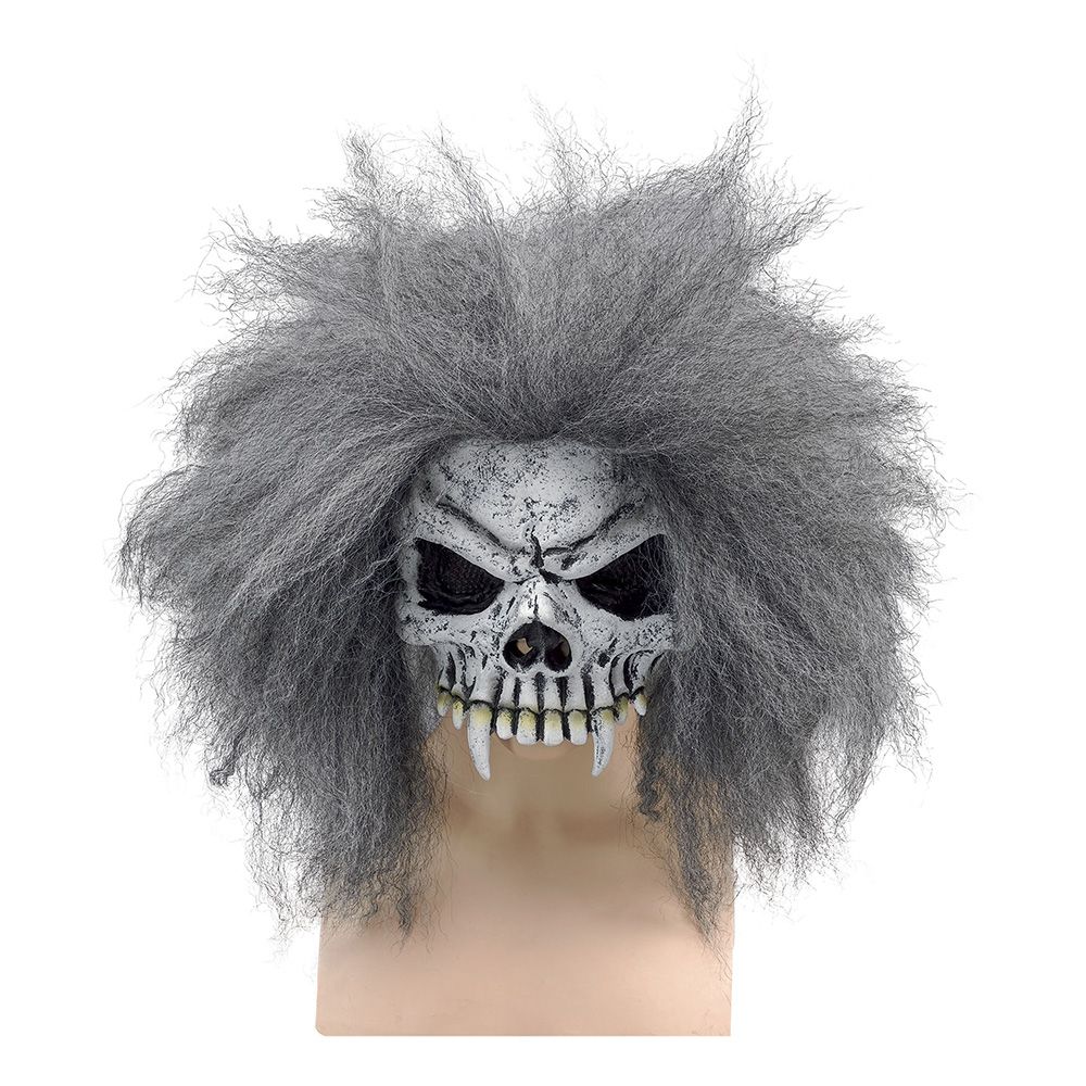 Dödskalle Halvmask med Hår