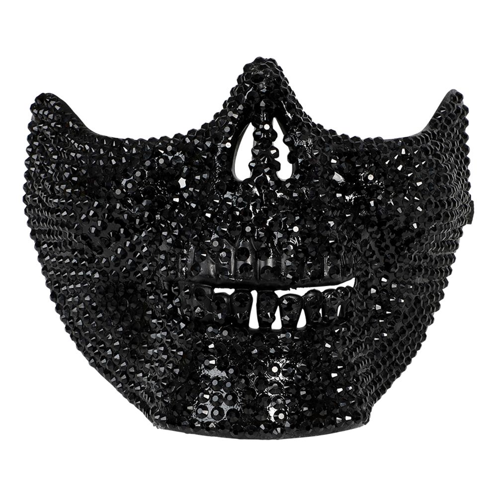 Dödskalle Halvmask med Strass Svart