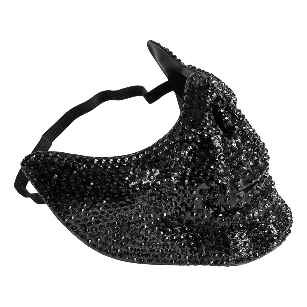 Dödskalle Halvmask med Strass Svart