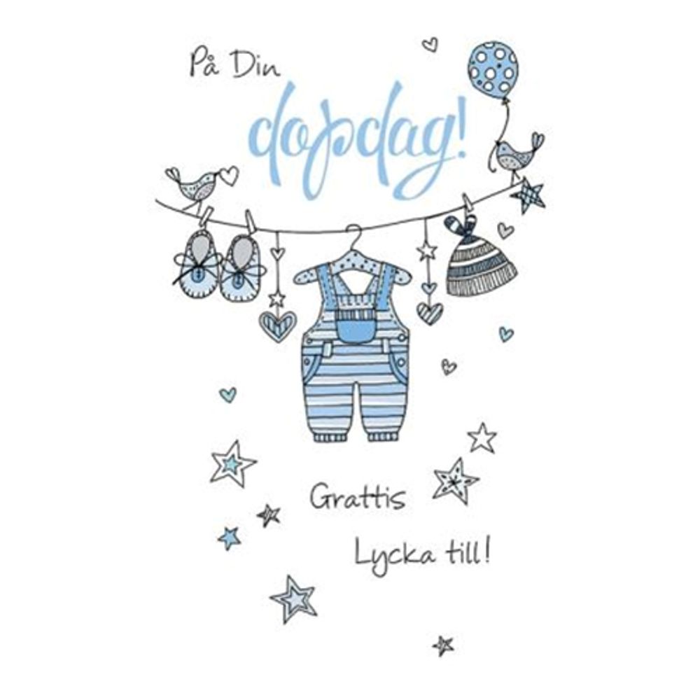 Dopkort Grattis, Lycka till! Blå