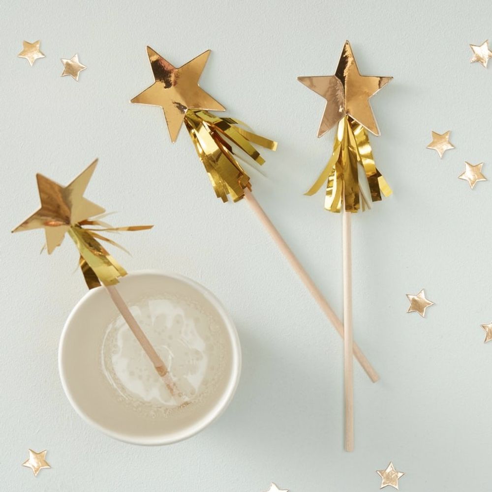 Drinkpinner Gullstjerner Metallic