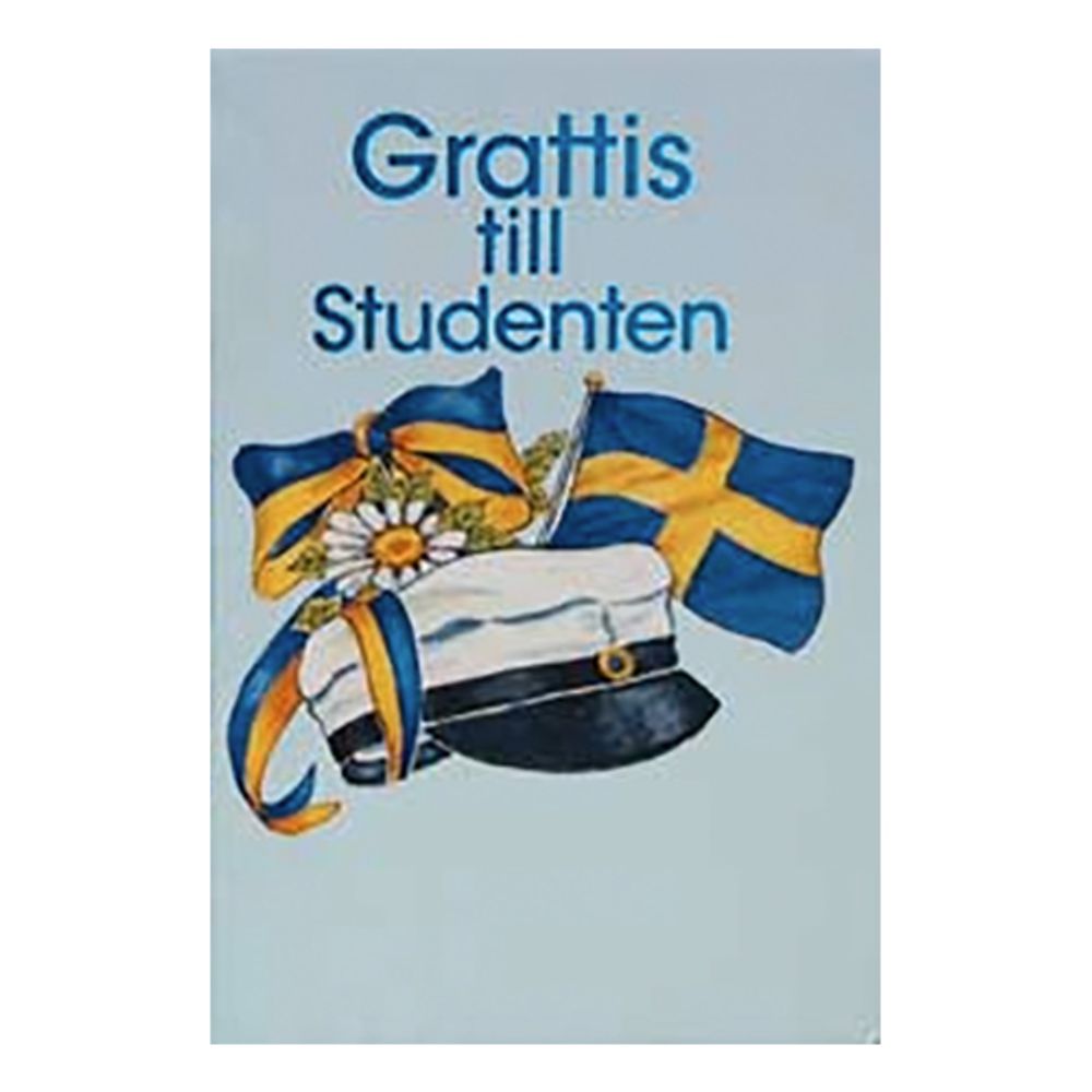 Dobbeltkort Mini Grattis till Studenten Lyseblått