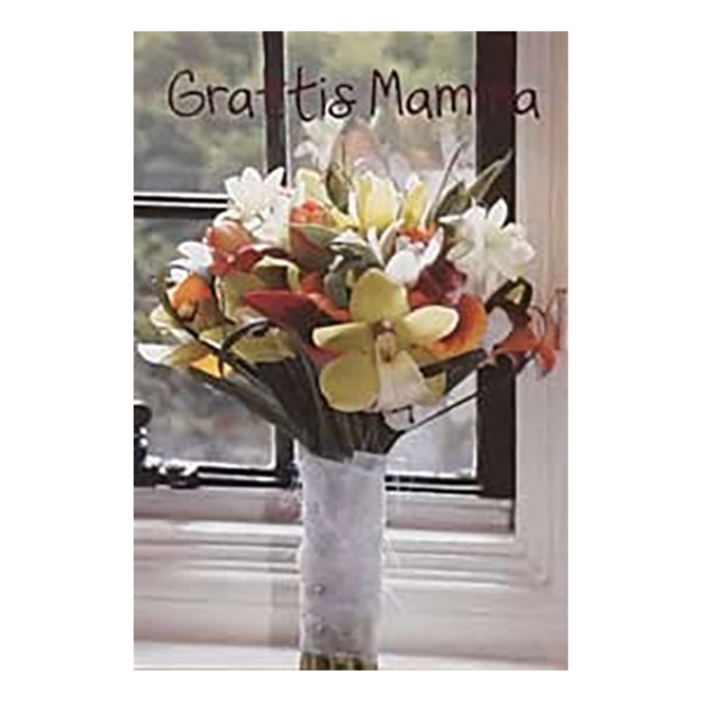 Dobbeltkort Mini Grattis Mamma Blomsterbukett