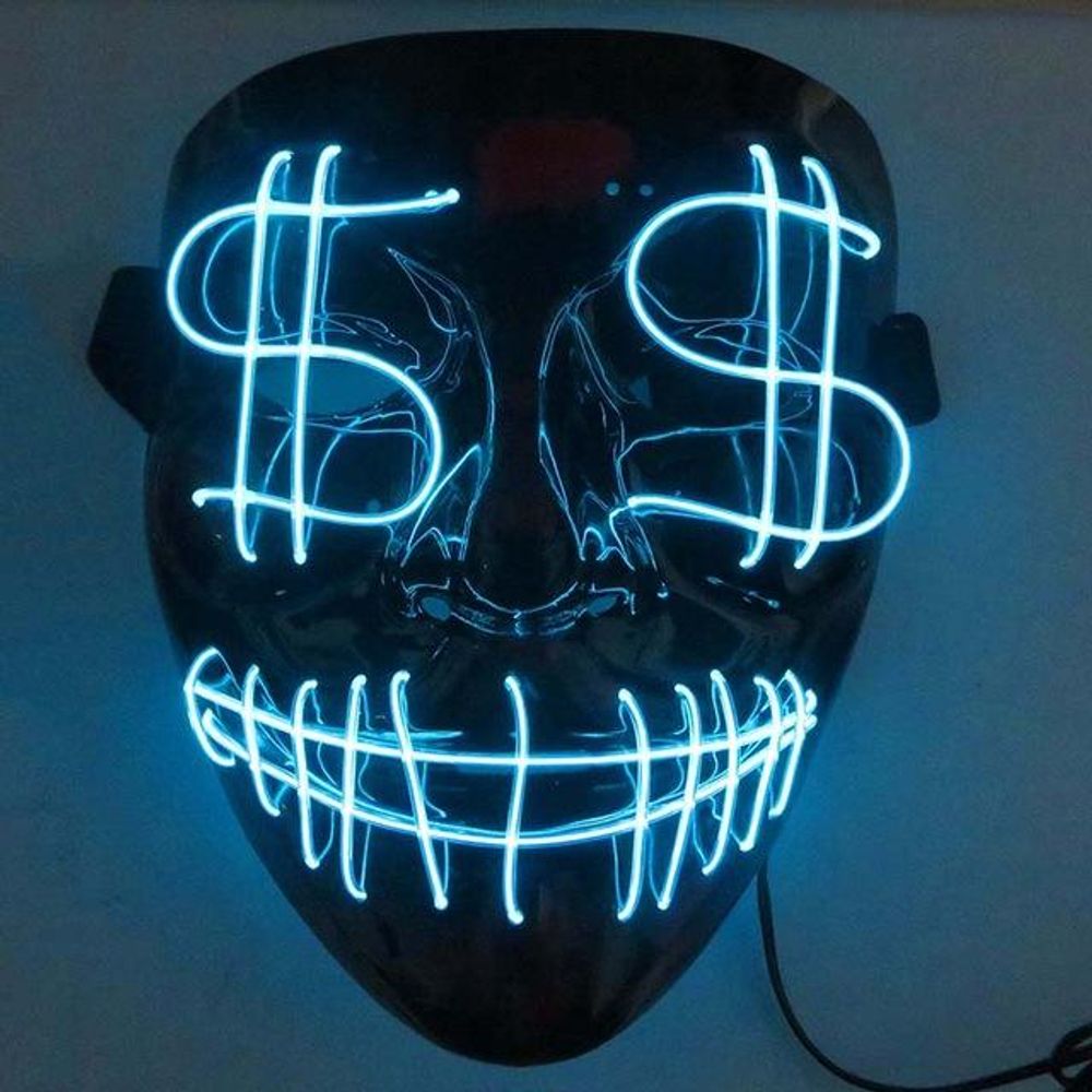 El Wire Dollarsign LED Maske