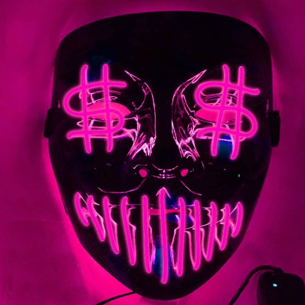 El Wire Dollarsign LED Maske