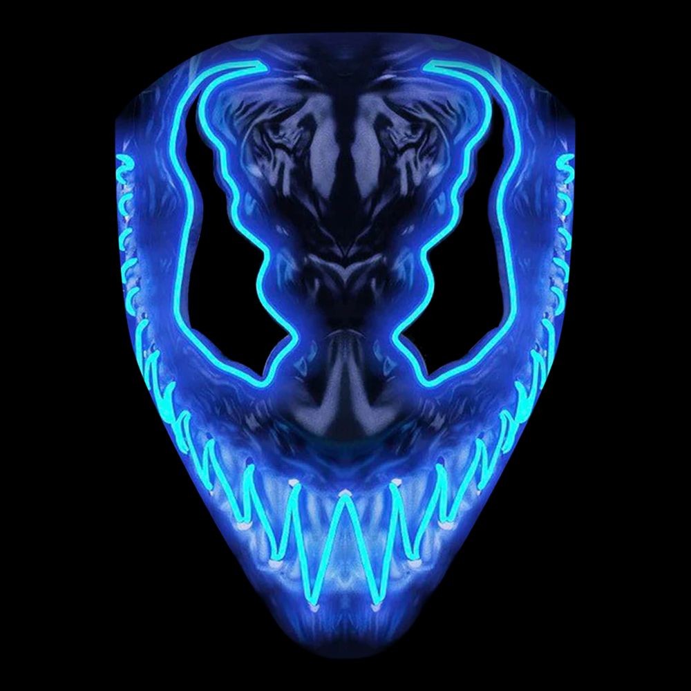 El Wire Djævel Blå LED Maske