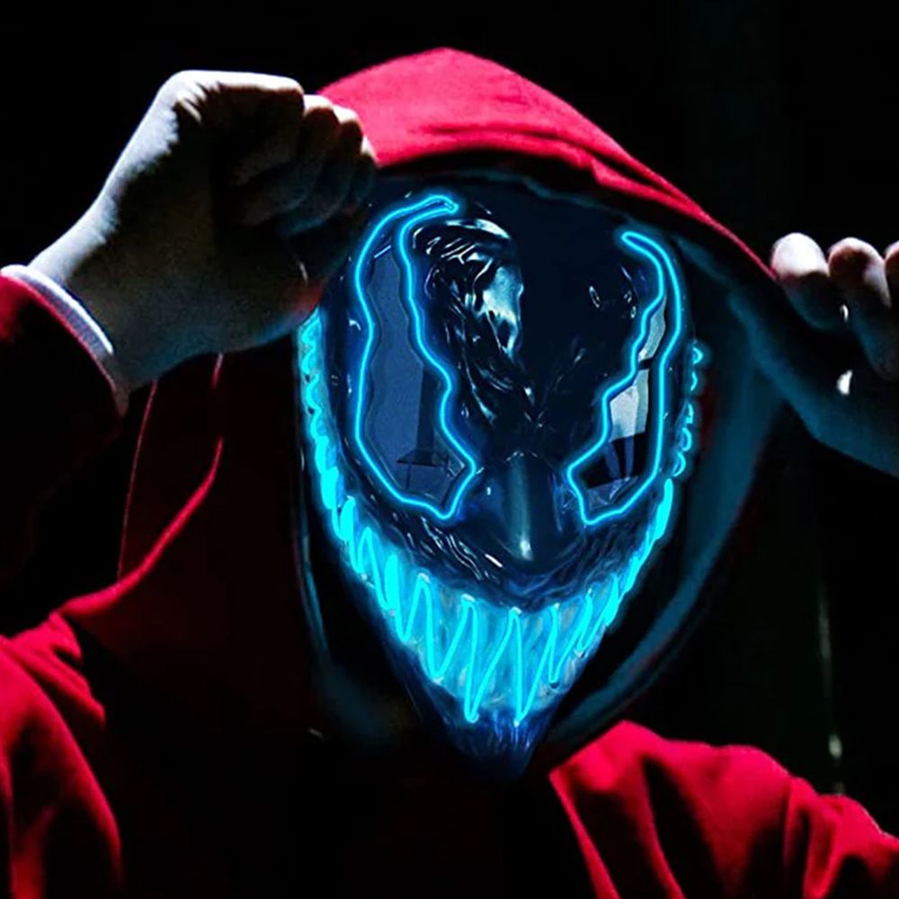 El Wire Djævel Blå LED Maske