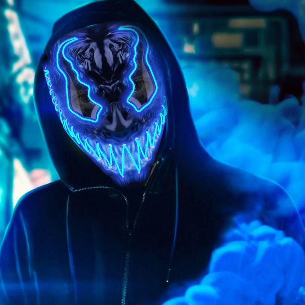 El Wire Djævel Blå LED Maske