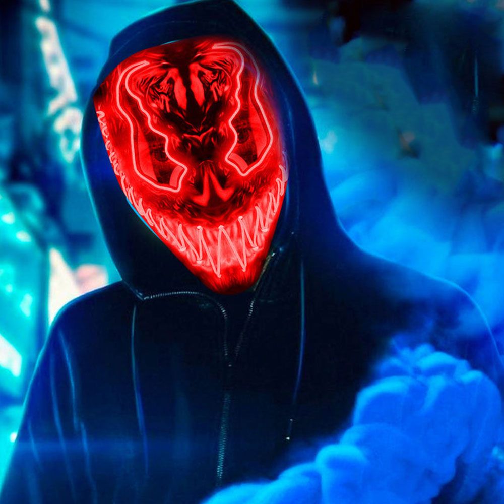 El Wire Djævel Rød LED Maske