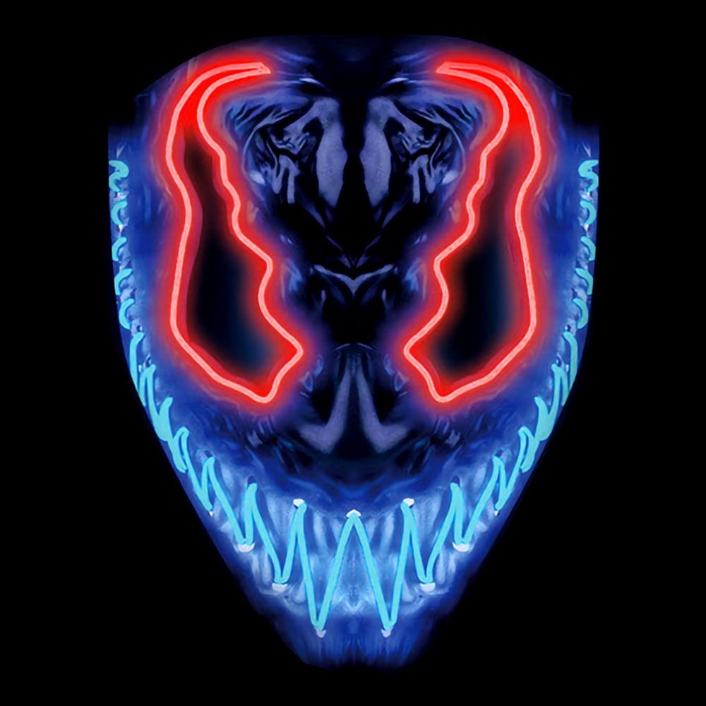 El Wire Djævel Rød/Blå LED Maske